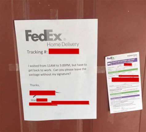 Fedex Door Tag Example