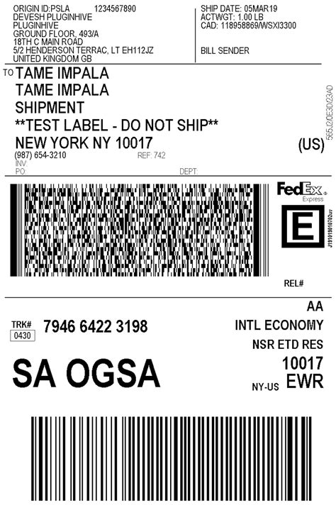 FedEx Label Template