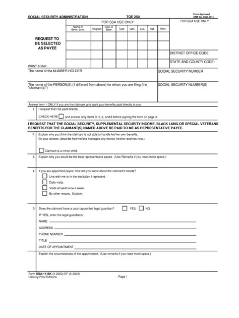 Final Thoughts SSA-11 Form