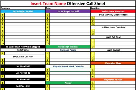 Football Play Sheets Tips