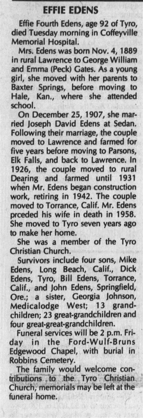 Fourth Blevins Obituary