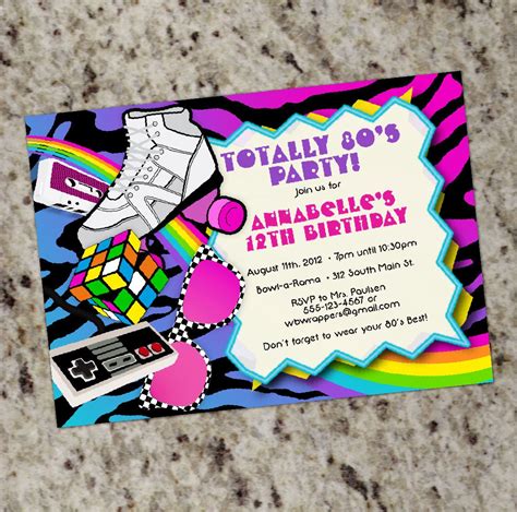 Free 80s Party Invite 1 Neon Rave