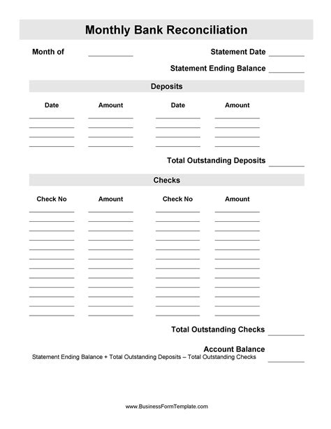 Free Bank Reconciliation Template Download