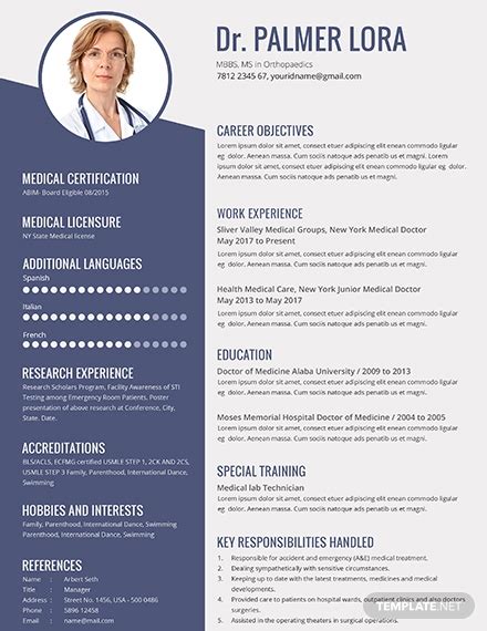 Free Doctor Resume Template Word