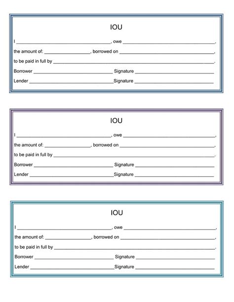 Free IOU Templates