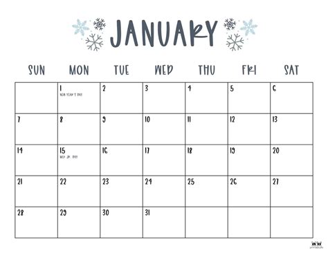 Free January Calendars