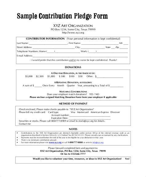 Free Pledge Form Templates