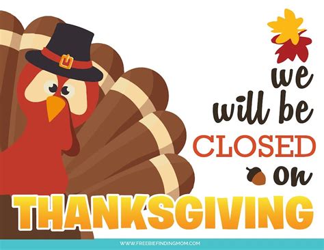 Free Printable Closed Thanksgiving Signs