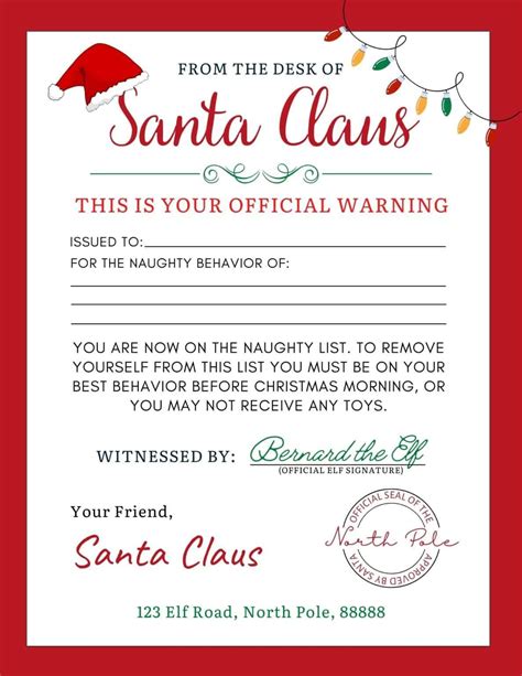 Free Printable Santa Warning Letters