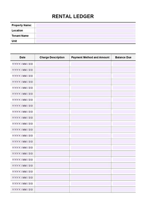 Free Rental Ledger Templates