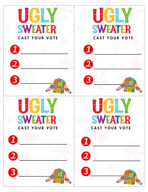 Free Ugly Christmas Sweater Voting Ballots