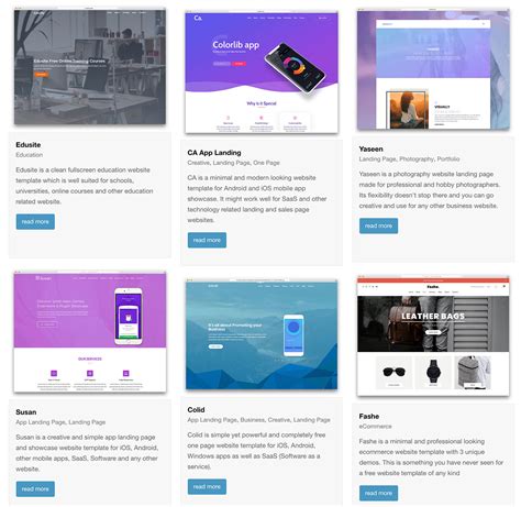 Description of Free Website Templates