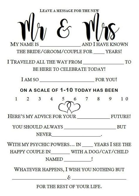 Funny Wedding Mad Libs Template 3