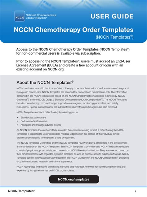 Future Directions for NCCN Chemotherapy Order Templates