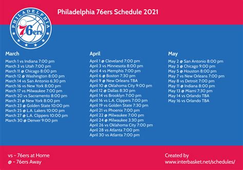 Game Planning 76ers Schedule