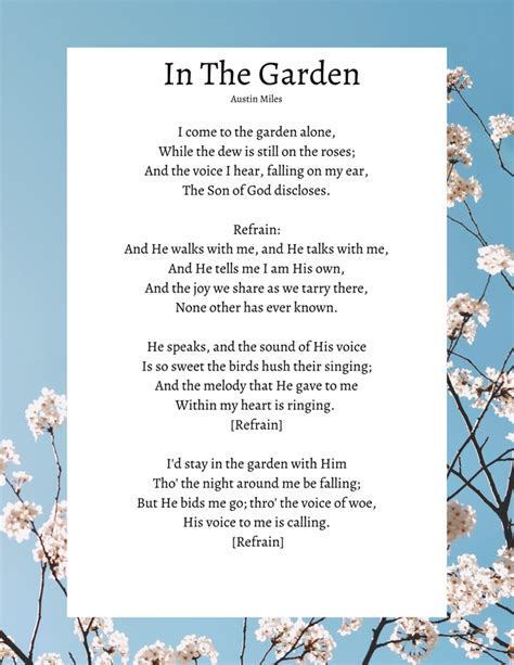 Garden Lyrics Printable