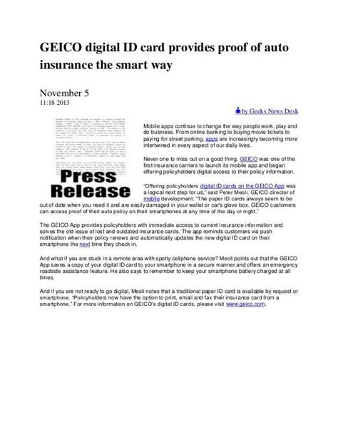 Description of Geico Insurance Card Importance