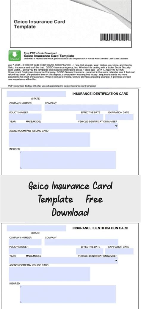 Geico Insurance Card Template Download