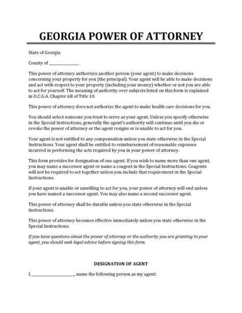 Georgia Power of Attorney Laws