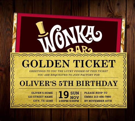 Golden Ticket Invitation Example