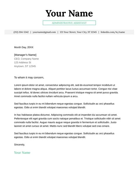 Google Docs Cover Letter Free Template