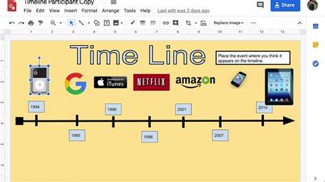 Google Drawing Timeline Tips