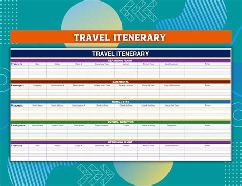 Google Sheets Itinerary Template for Business Trips