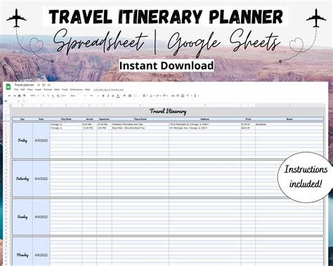 Google Sheets Itinerary Template for Luxury Travel