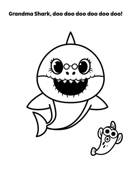 Grandma Shark Coloring Pages