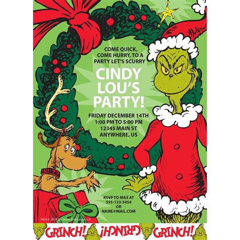 Grinch Birthday Party Invitation