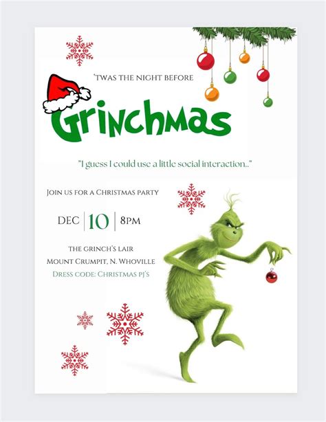 Grinch Christmas Party Invitation