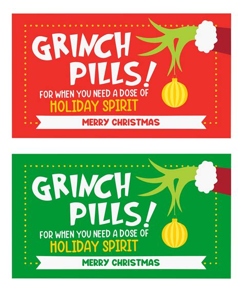 Grinch Pills Printables Templates