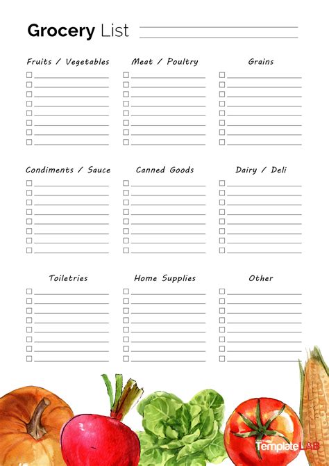 Grocery Template Examples