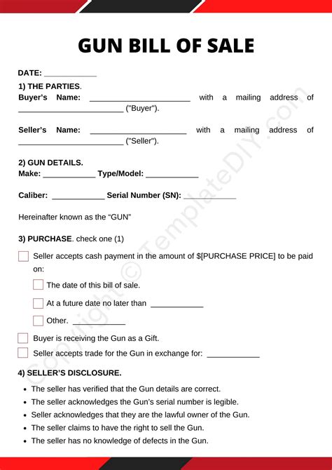 Gun Bill Of Sale Template Form Image 1