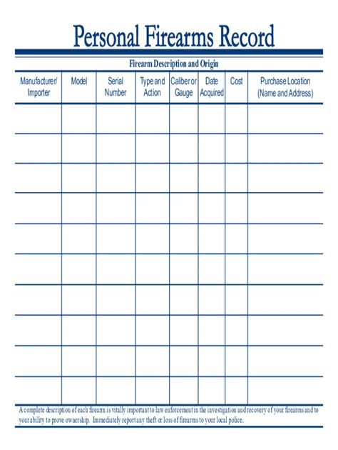 Gun Inventory Sheet Example