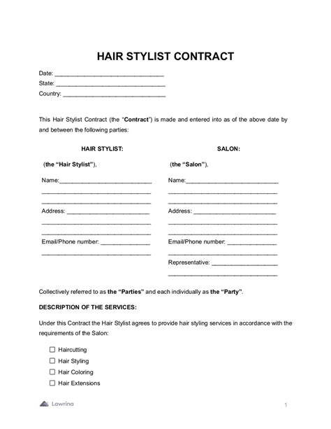 Hairstyle Contract