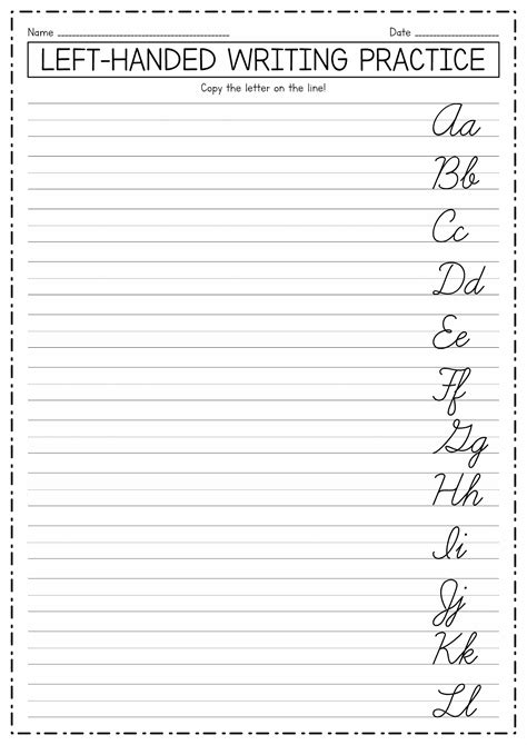 Handwriting Lines Printable Sheets for Left Handed