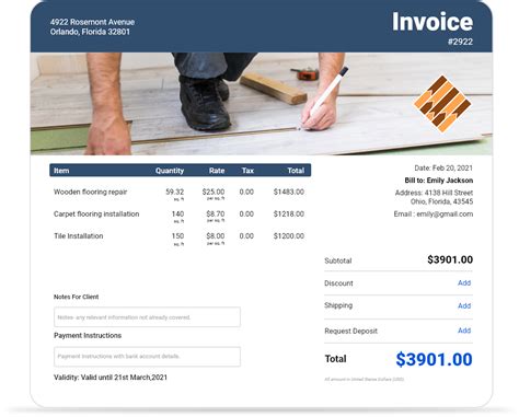 Hardwood Flooring Invoice Template PDF