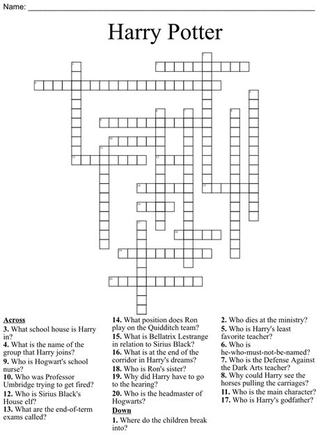 Harry Potter Crossword Tips