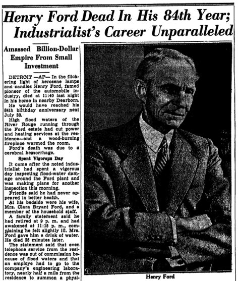 Henry Ford Obituary