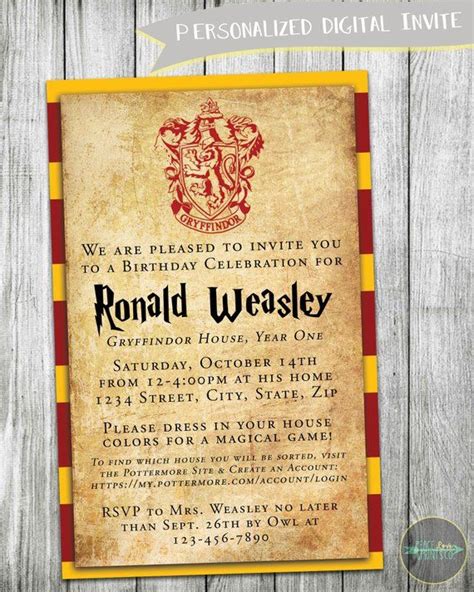 Hogwarts House Invitations