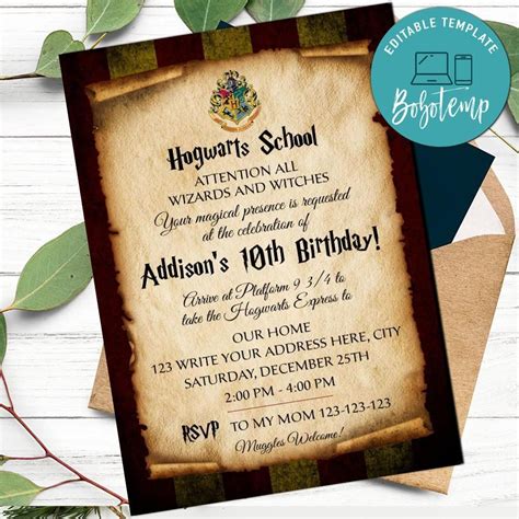 Hogwarts Theme Party Invitations