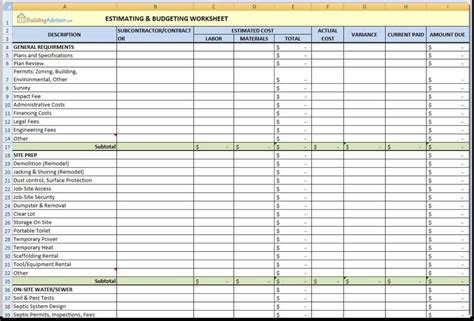 Home Renovation Expenses Template