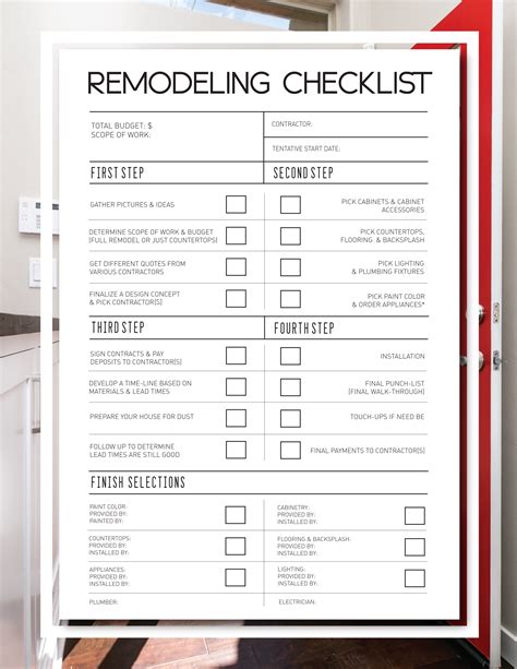 Home Renovation Task List Template