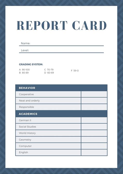 Homeschool Report Card Template Color