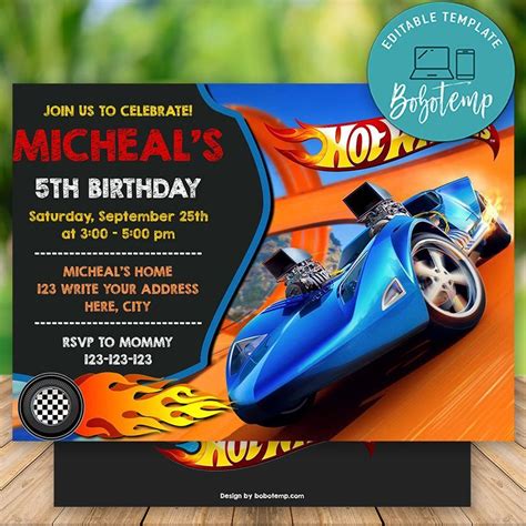 Hot Wheels Invitation Designs