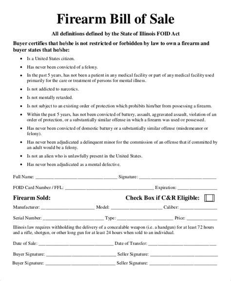 How To Use A Gun Bill Of Sale Template Form