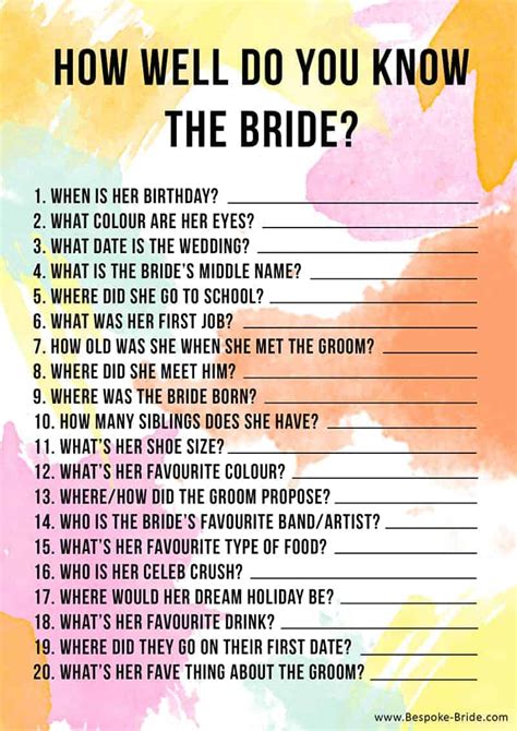 How Well Do You Know the Bride Game