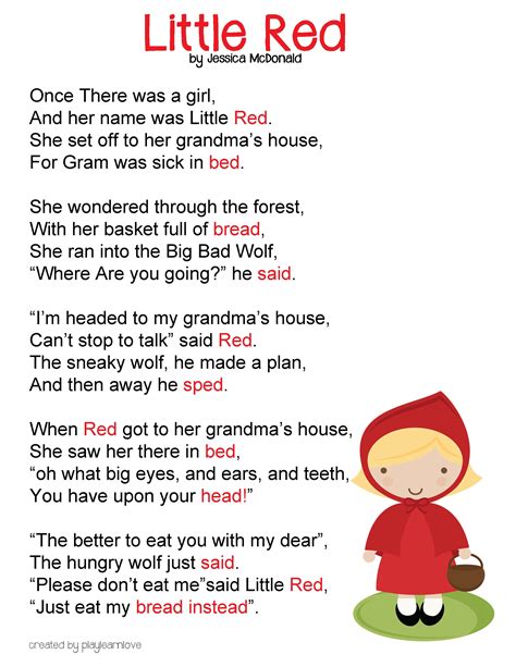 How to Use Little Red Riding Hood Printable Story