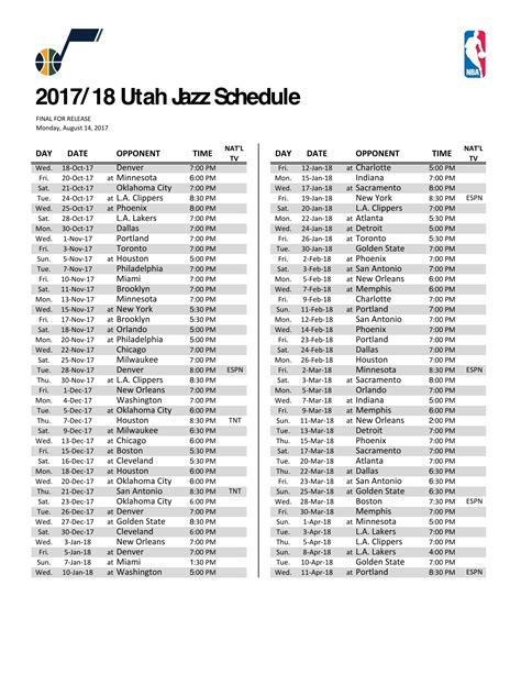 How to Use a Utah Jazz Schedule Printable